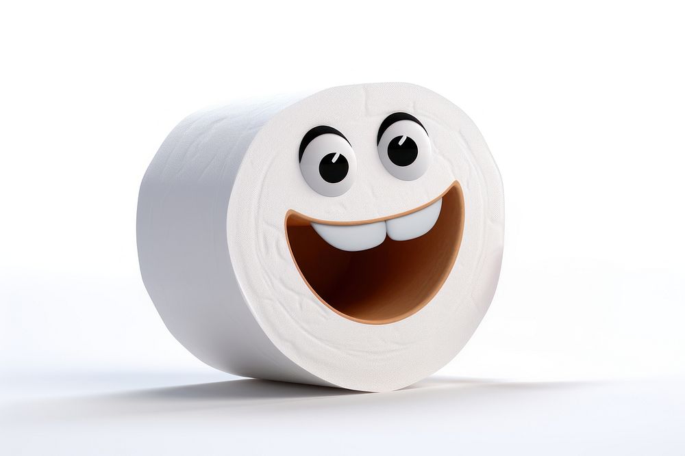 Toilet paper roll white face white background. AI generated Image by rawpixel.