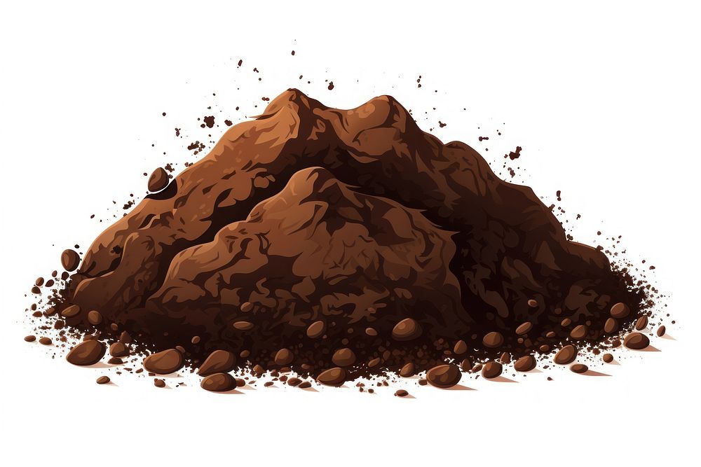 Dirt soil white background chocolate. AI generated Image by rawpixel.