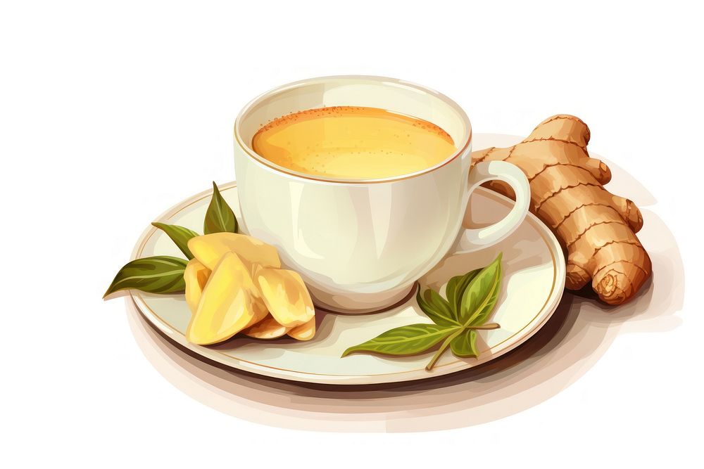 Hot ginger tea food saucer plant. AI generated Image by rawpixel.