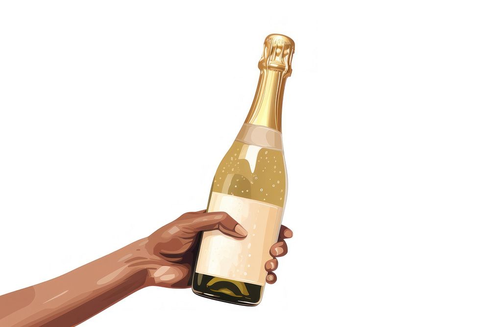 Bottle champagne holding drink. AI generated Image by rawpixel.