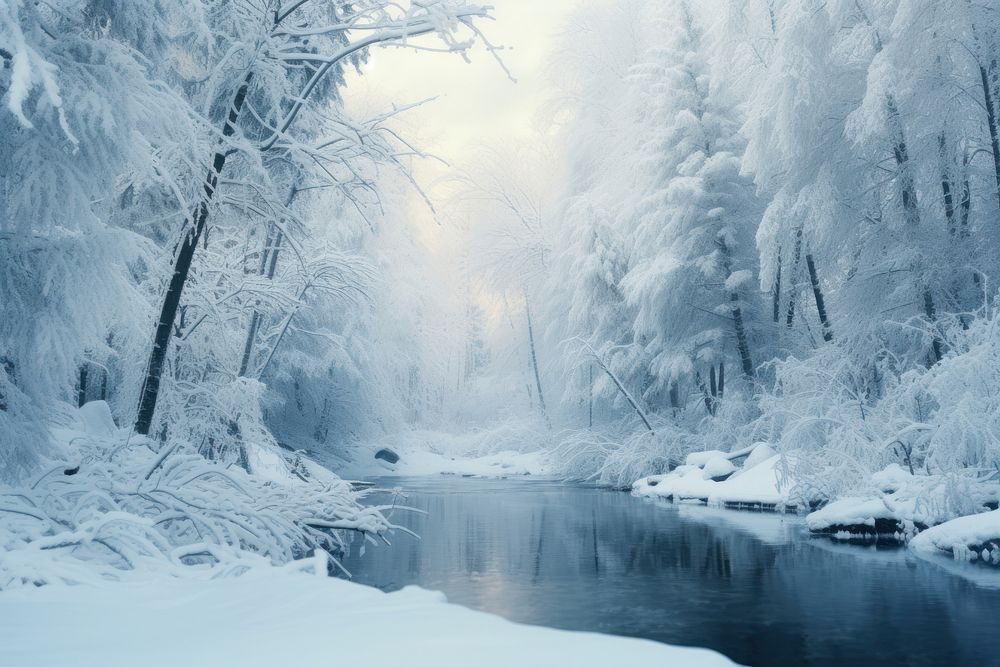 Snowy winter landscape outdoors woodland. AI generated Image by rawpixel.