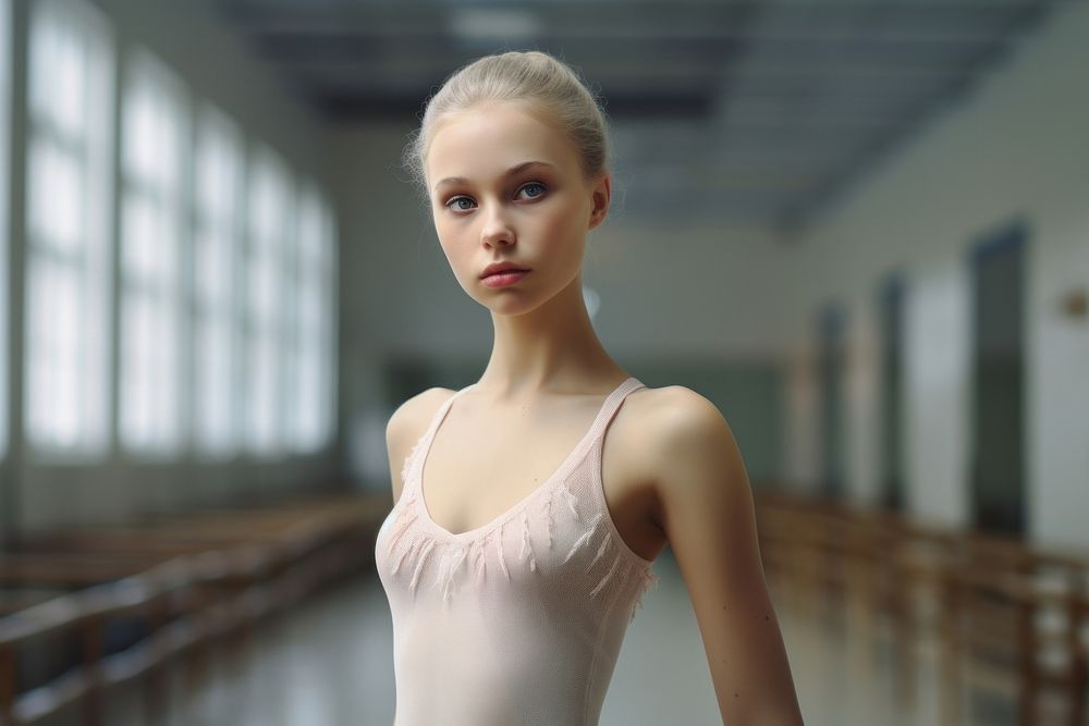 Young ballerina in ballet studio dress adult contemplation. AI generated Image by rawpixel.