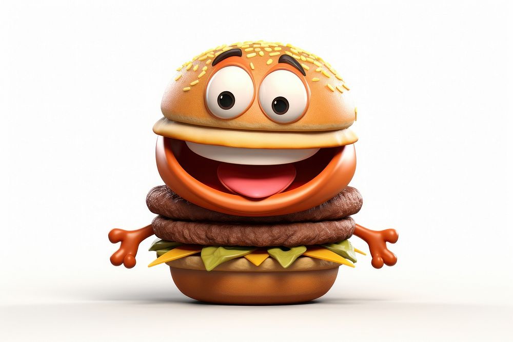 Burger cartoon food anthropomorphic. AI generated Image by rawpixel.