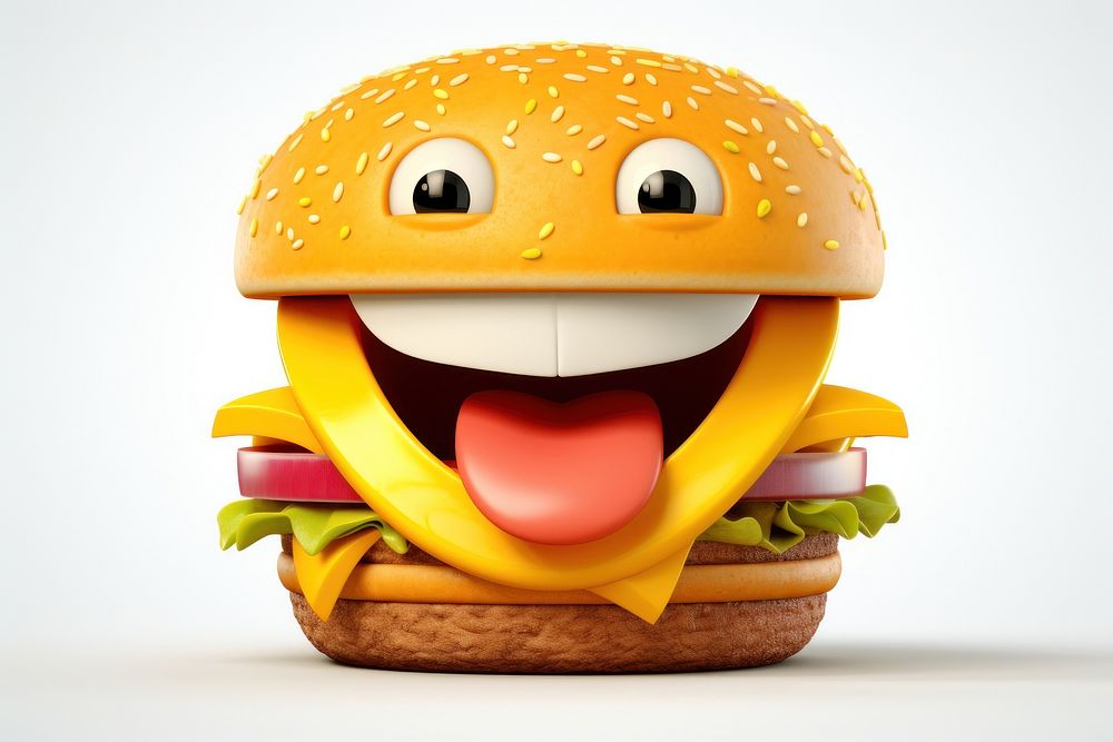 Burger cartoon food anthropomorphic. AI generated Image by rawpixel.