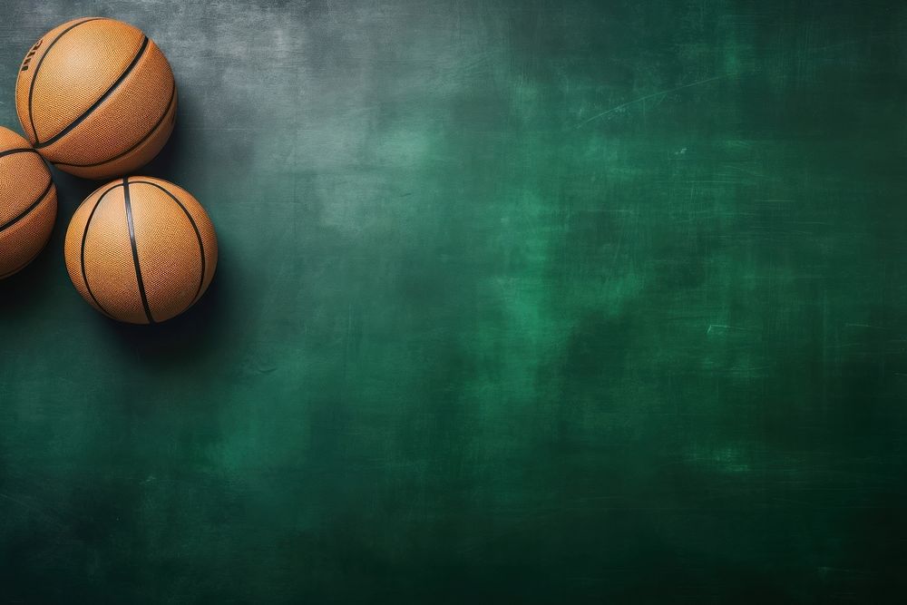Basketball equipment border on green basketball court sports backgrounds sphere. AI generated Image by rawpixel.