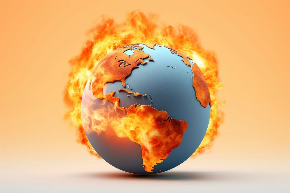 Polluted globe burining in flame sphere fire astronomy. AI generated Image by rawpixel.