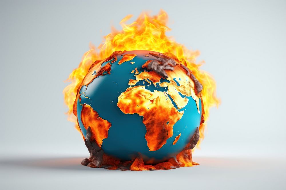 Polluted globe burining in flame sphere fire astronomy. AI generated Image by rawpixel.