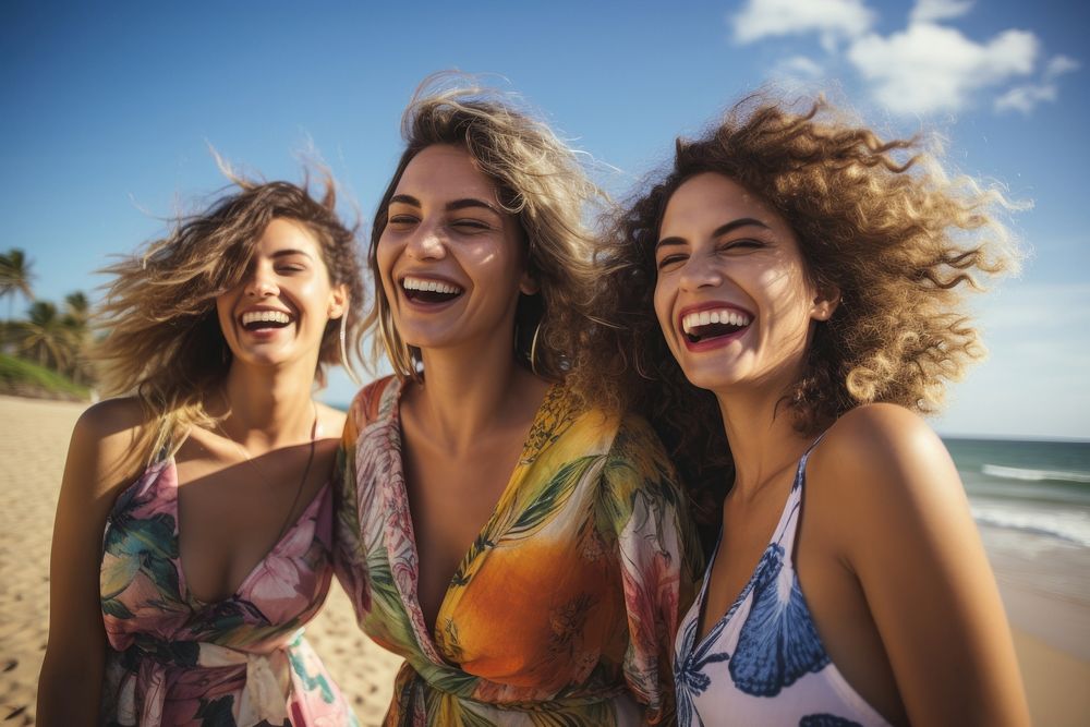 Laughing summer adult women. AI generated Image by rawpixel.