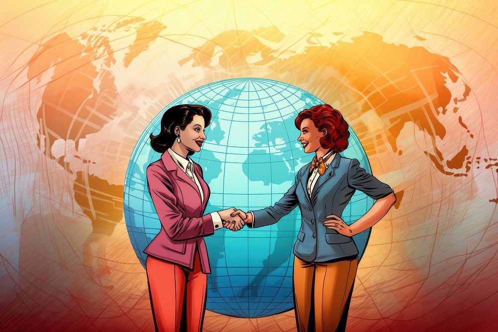 Two businesswomen adult hand togetherness. AI generated Image by rawpixel.