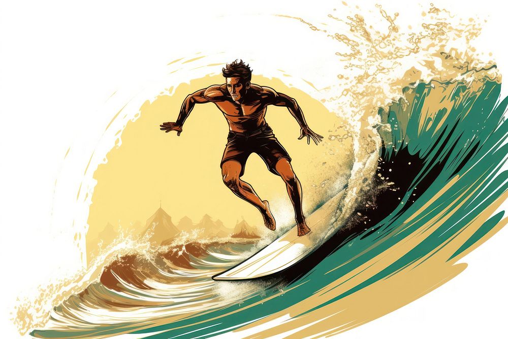 A man surfing sports adult sea. AI generated Image by rawpixel.