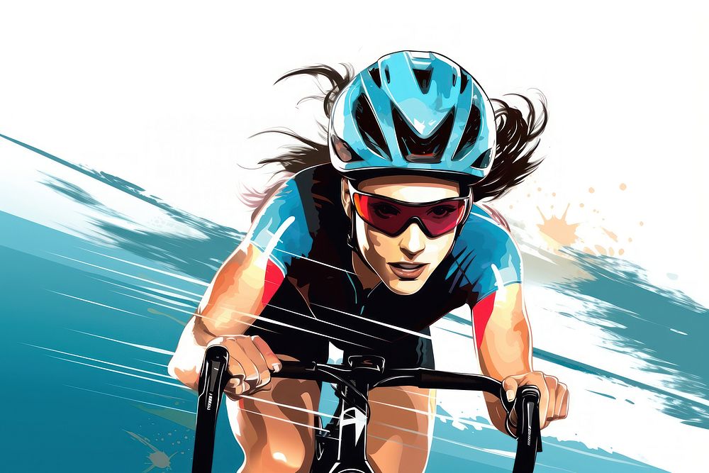 A cycling woman bicycle vehicle glasses. AI generated Image by rawpixel.