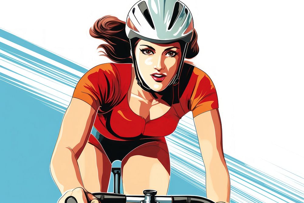 A cycling woman bicycle vehicle helmet. AI generated Image by rawpixel.