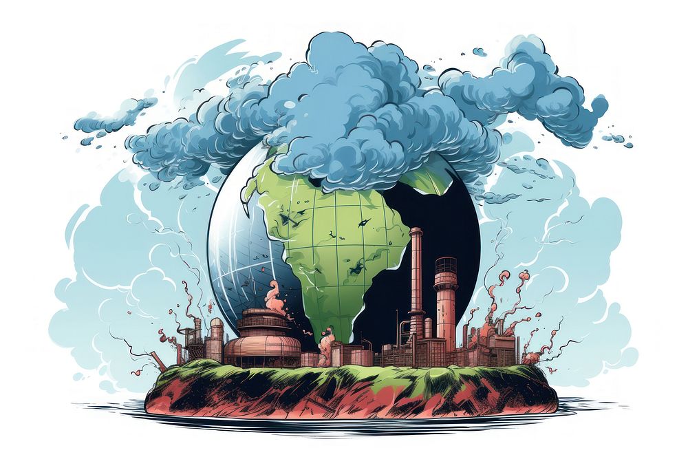 polluted globe factory smoke architecture | Premium Photo Illustration ...