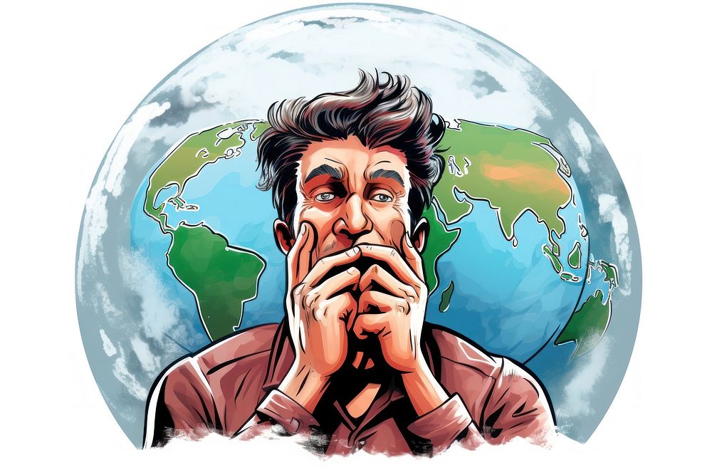 Portrait cartoon globe photography. AI generated Image by rawpixel.