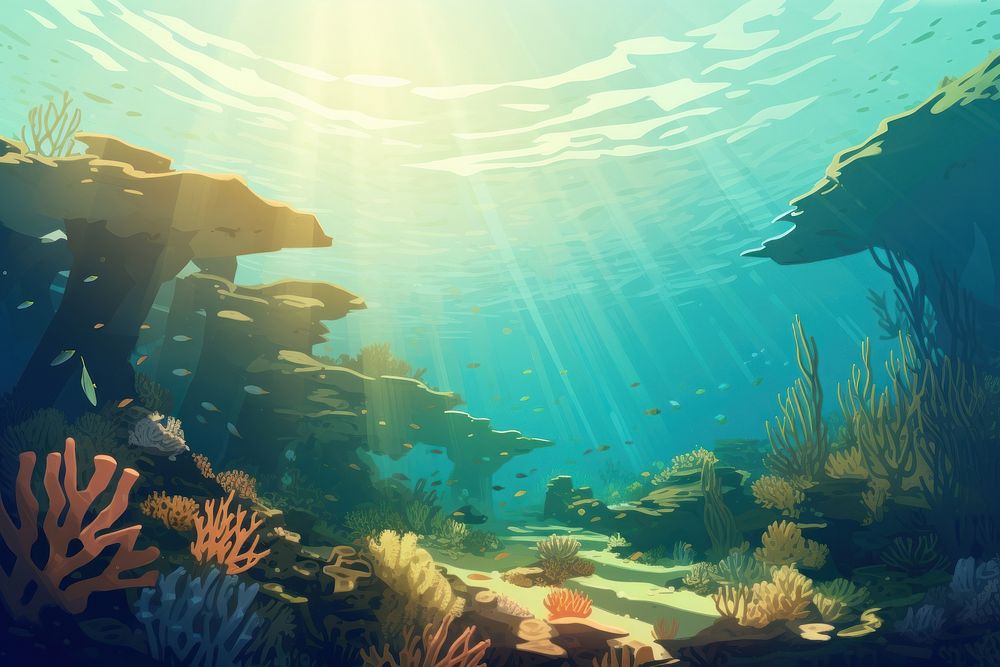 Great barrier reef underwater sunlight outdoors nature. AI generated Image by rawpixel.