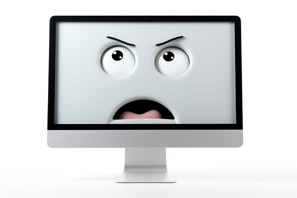 Computer monitor cartoon white background anthropomorphic. AI generated Image by rawpixel.