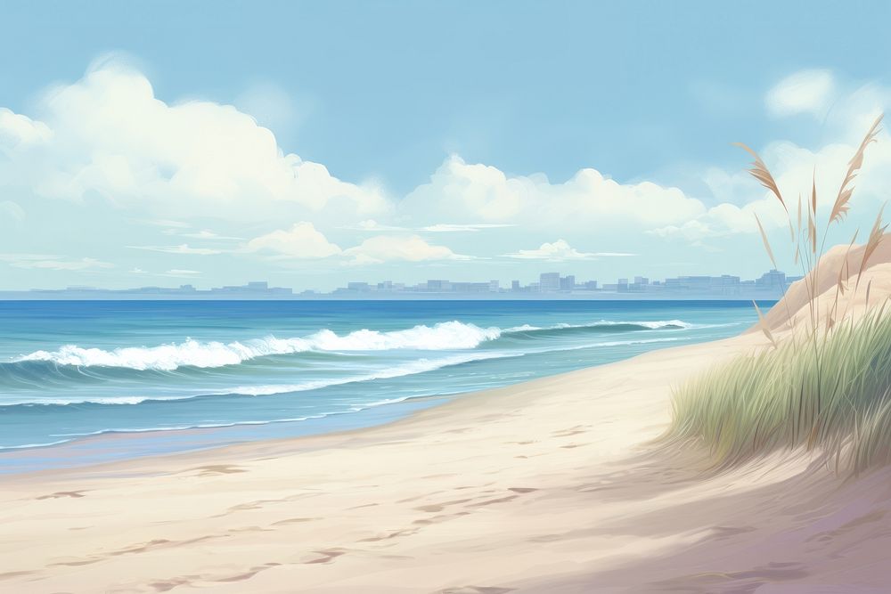 Beach landscape outdoors horizon nature. AI generated Image by rawpixel.