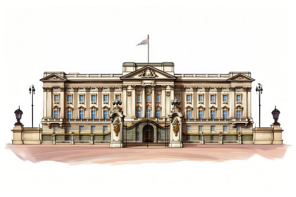 Buckingham palace architecture building landmark. AI generated Image by rawpixel.