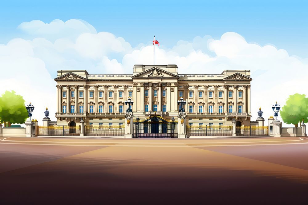 Buckingham palace architecture building landmark. AI generated Image by rawpixel.
