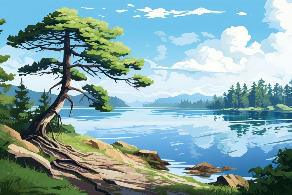Lake landscape wilderness outdoors nature. AI generated Image by rawpixel.