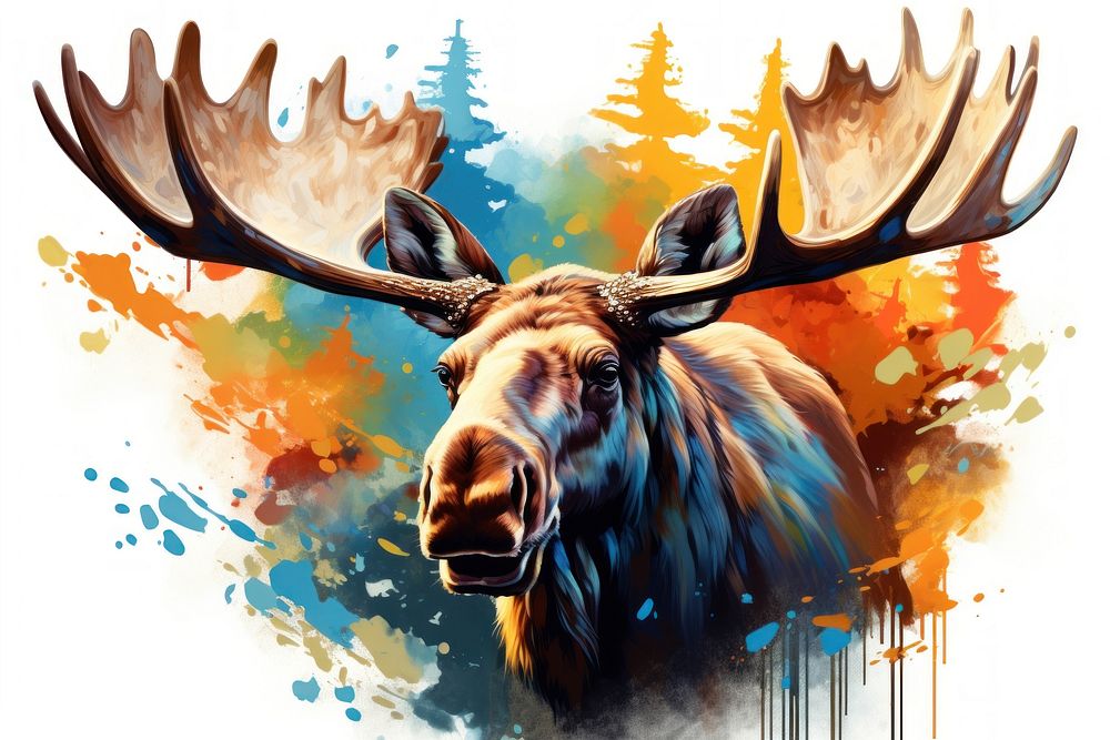 Moose wildlife animal mammal. AI generated Image by rawpixel.
