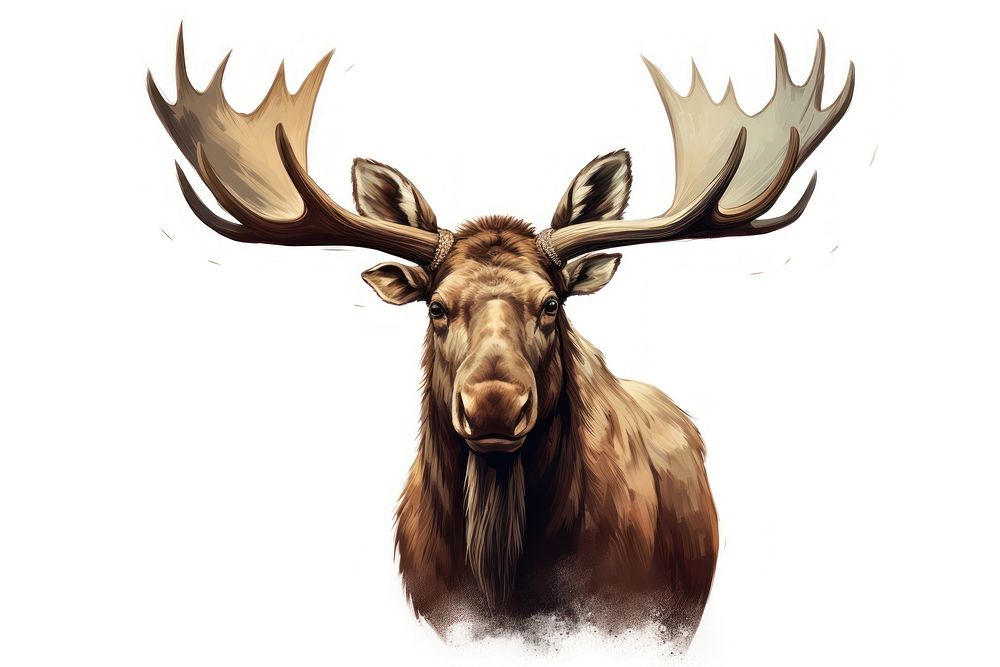 Moose wildlife drawing animal. AI generated Image by rawpixel.