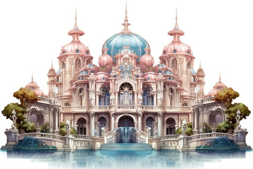 Majestic palace architecture building outdoors. AI generated Image by rawpixel.