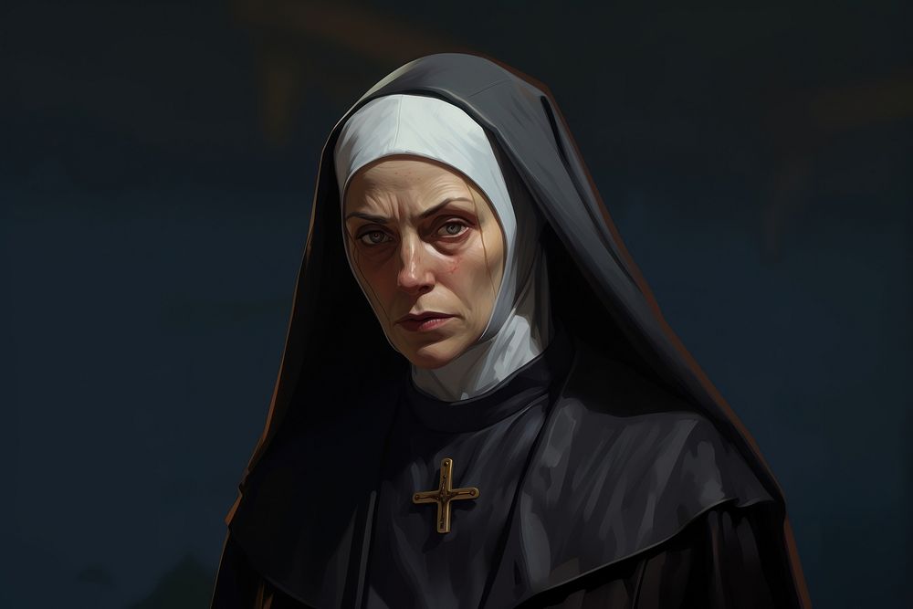 Nun adult spirituality architecture. AI generated Image by rawpixel.