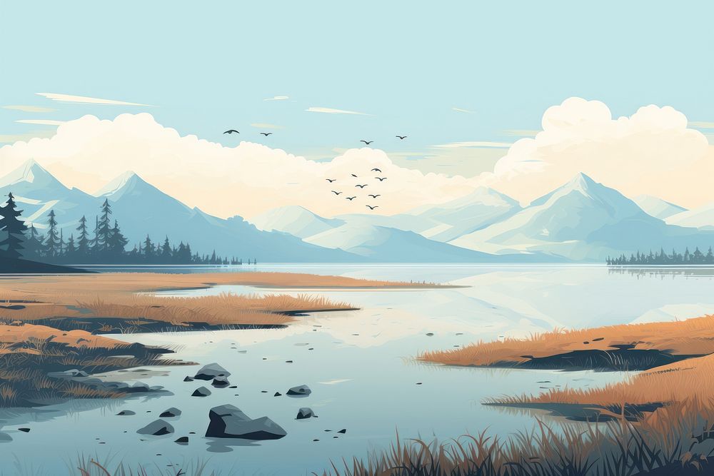 Simple landscape outdoors nature lake. AI generated Image by rawpixel.
