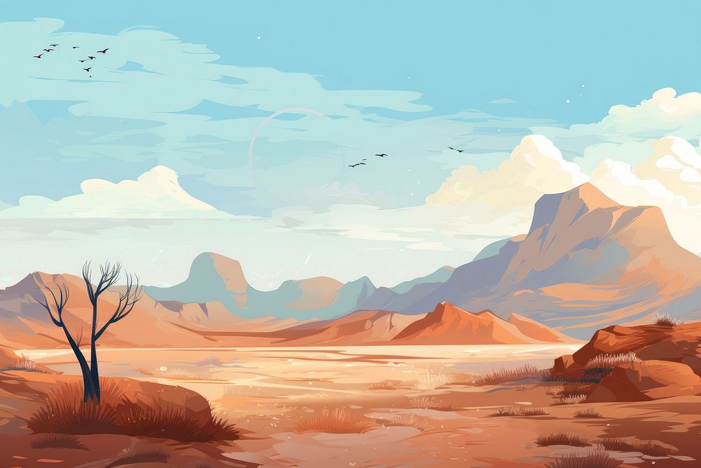 Simple landscape outdoors drawing nature. AI generated Image by rawpixel.