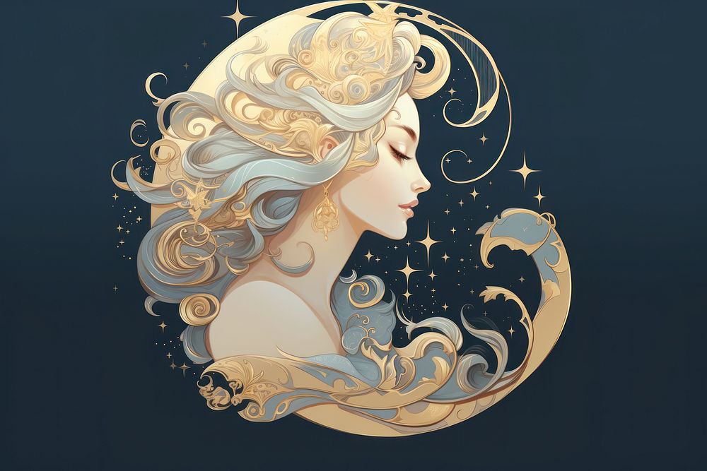 Moon wallpaper gold art. AI generated Image by rawpixel.