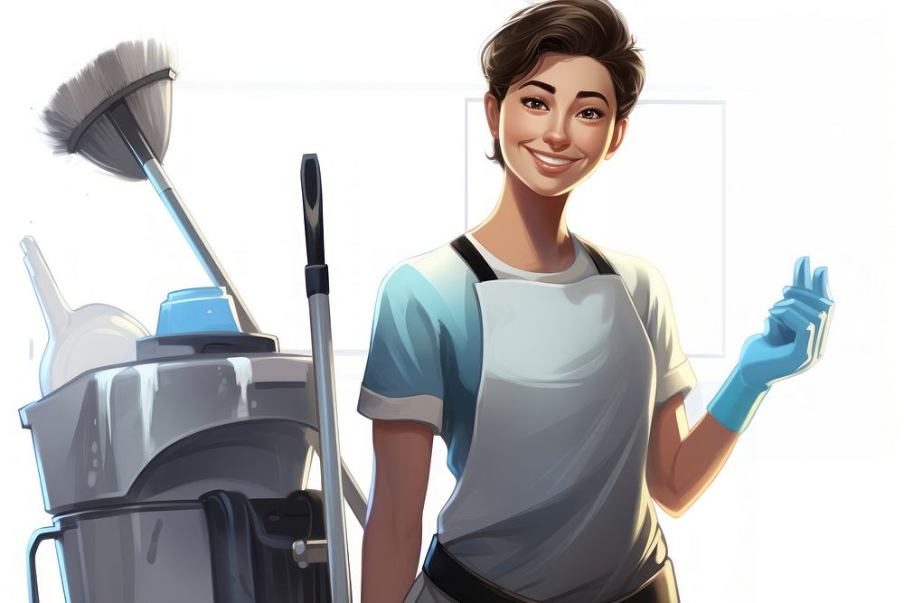 Cleaning smiling holding cartoon. AI generated Image by rawpixel.