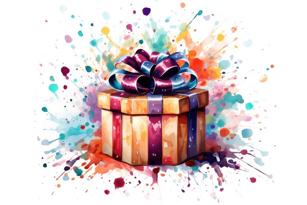 Bursting birthday giftbox white background celebration anniversary. AI generated Image by rawpixel.