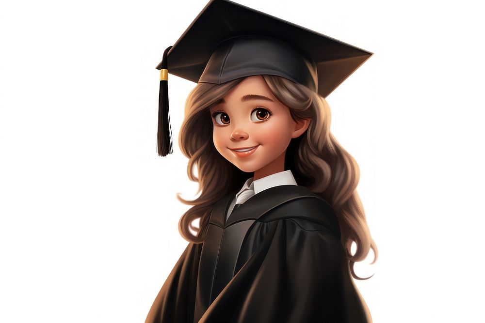 Girl wearing black graduation regalia gown education cartoon adult. AI generated Image by rawpixel.