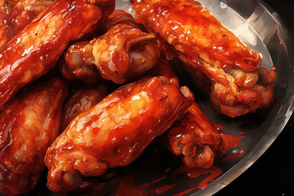 Plate of BBQ chicken wings meat food bbq. AI generated Image by rawpixel.