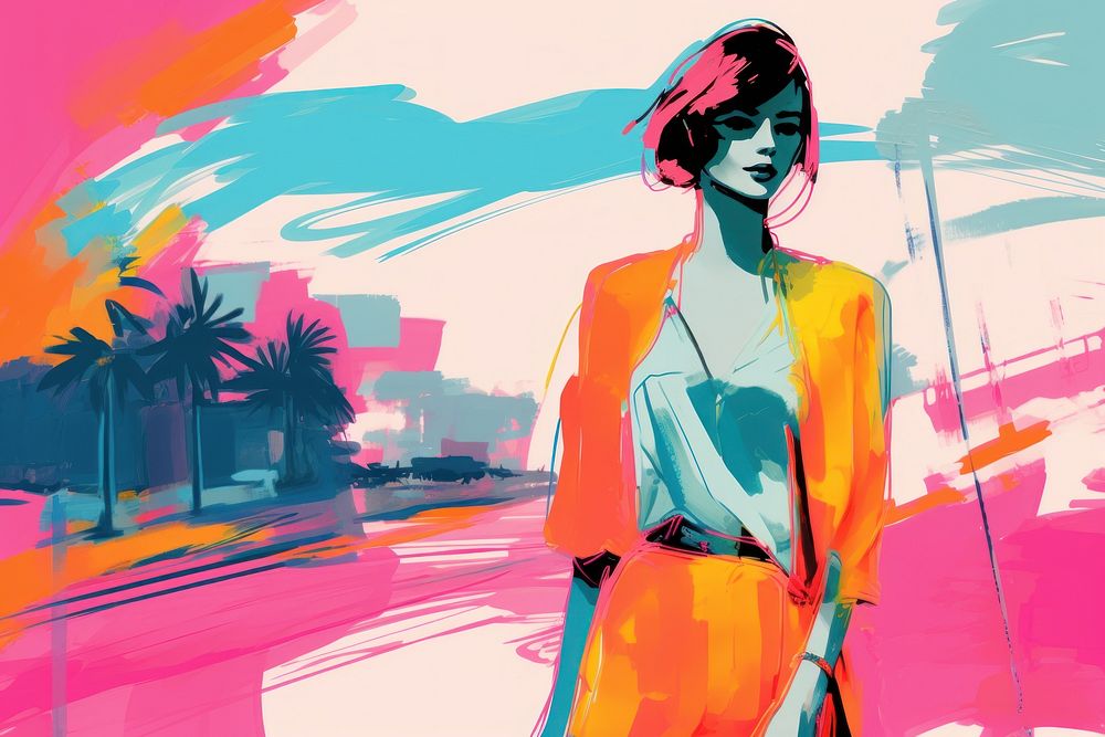 Landscape painting fashion drawing. AI generated Image by rawpixel.