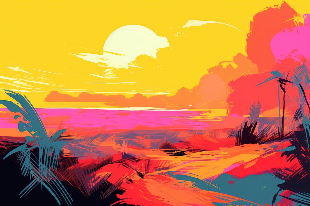 A Tropical Grasslands outdoors painting tropical. AI generated Image by rawpixel.