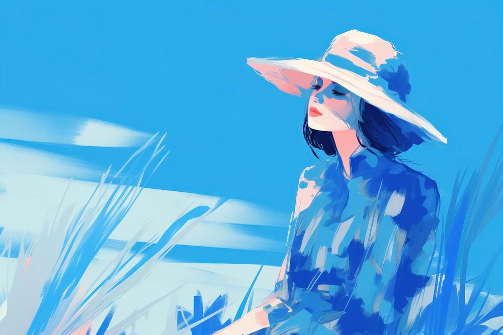 Blue sky painting outdoors drawing. AI generated Image by rawpixel.