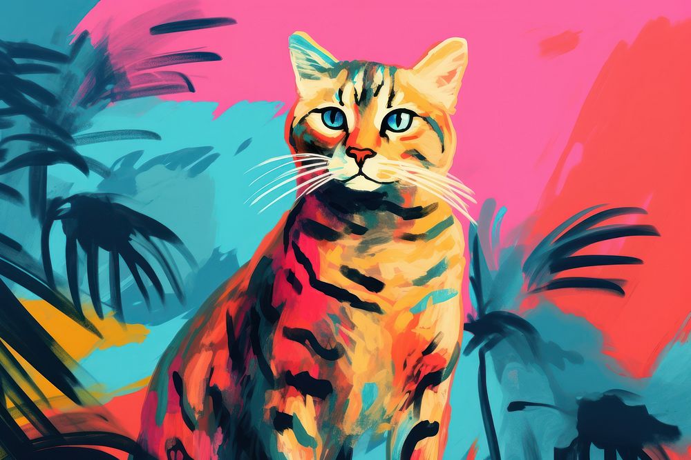 A cat painting drawing animal. AI generated Image by rawpixel.