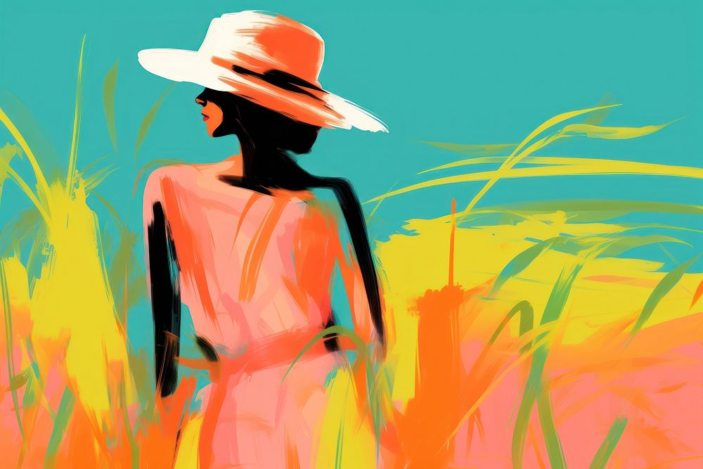 A woman outdoors fashion drawing. AI generated Image by rawpixel.