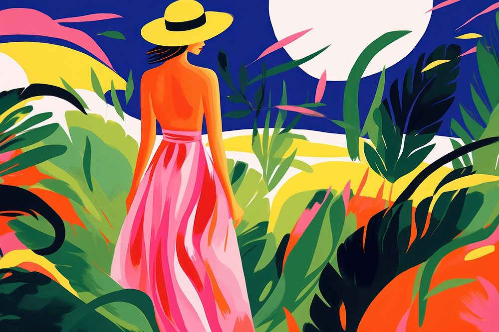Nature painting outdoors fashion. AI generated Image by rawpixel.