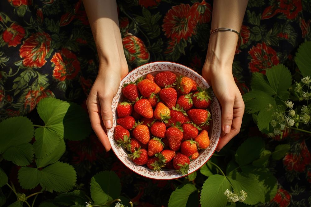 Picking fruit strawberry berries female. AI generated Image by rawpixel.