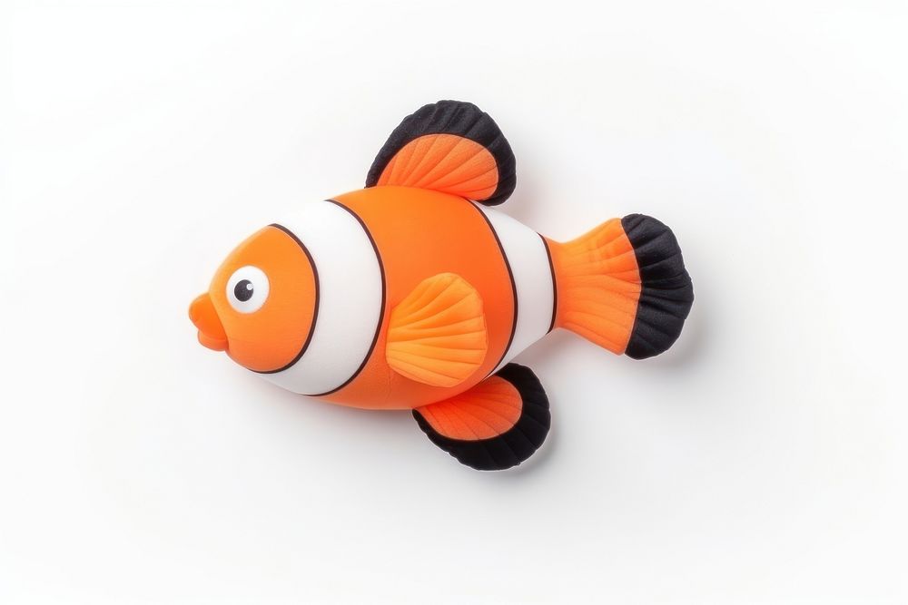An Ocellaris clownfish Fish toy animal white background. AI generated Image by rawpixel.