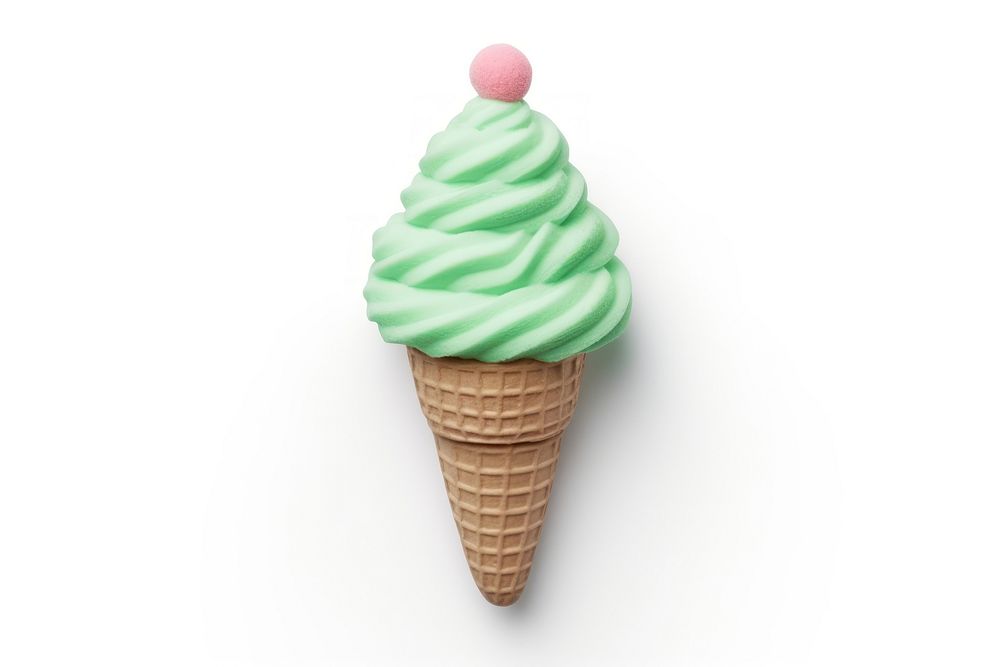 A scope of ice cream with cone dessert food white background. AI generated Image by rawpixel.