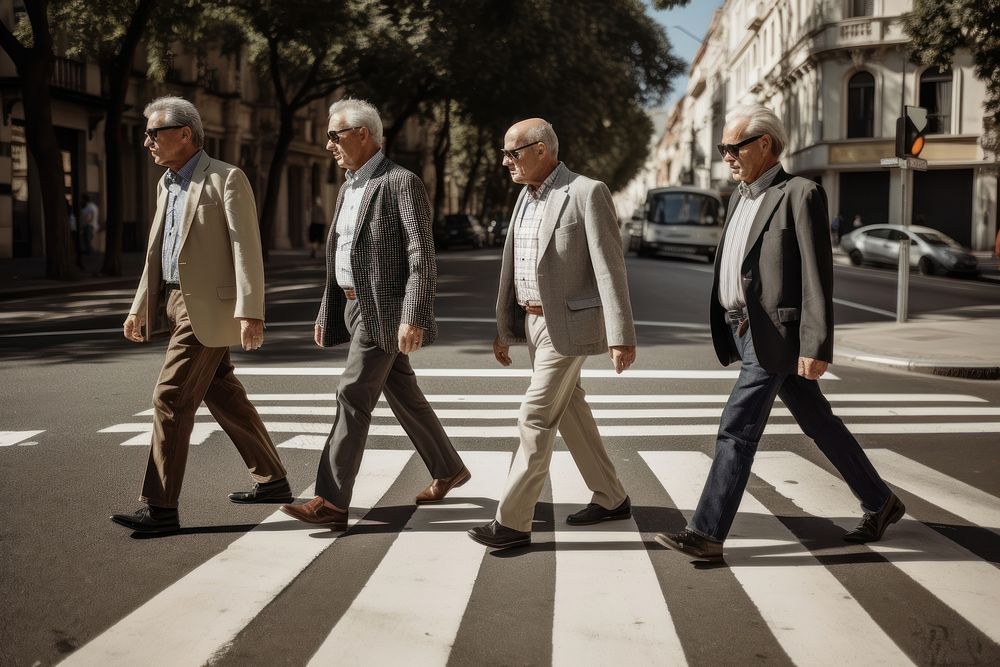 Four senior man crossing footwear walking. AI generated Image by rawpixel.