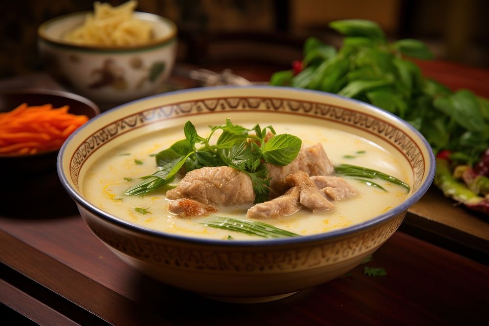 Herbaceous Northern soup food plate. 