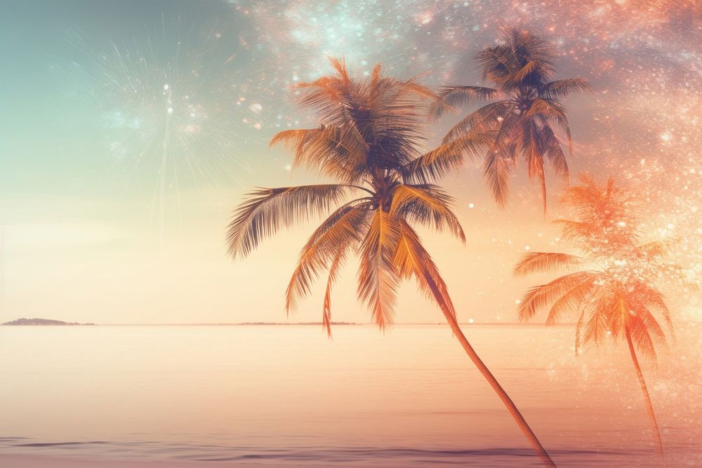 Palm tree on the beach outdoors nature summer. AI generated Image by rawpixel.