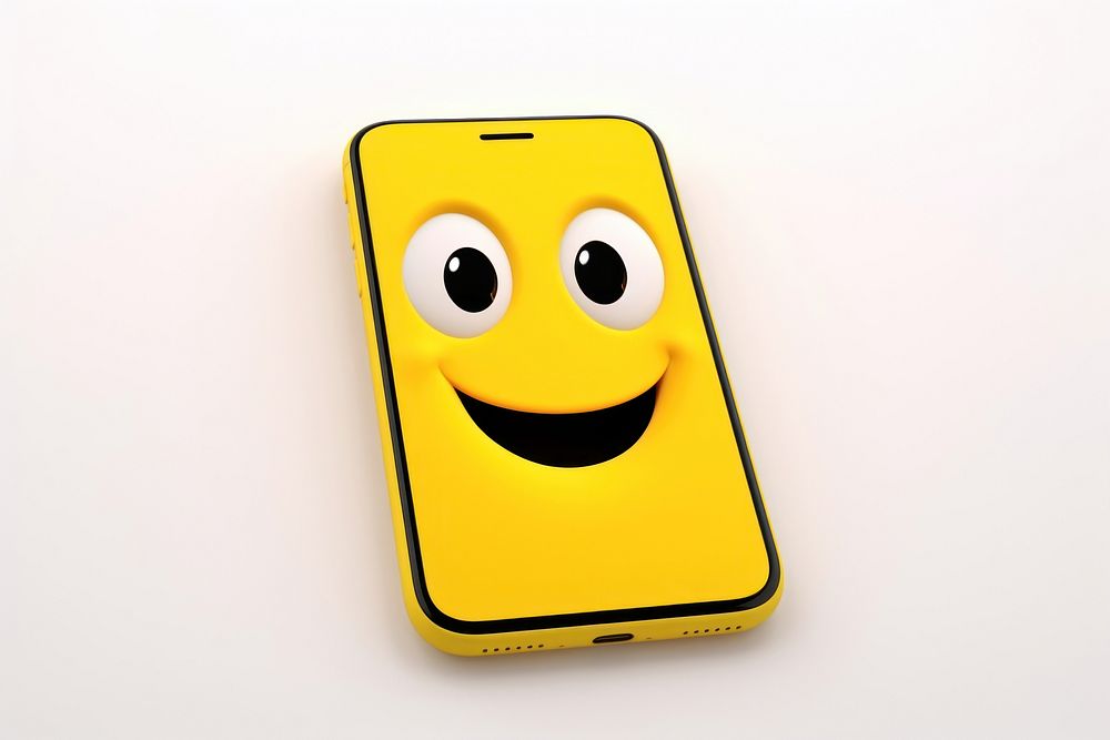 Phone cartoon face white background. AI generated Image by rawpixel.