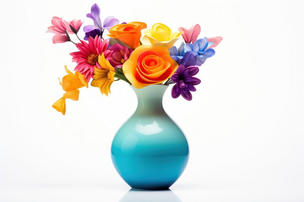 Colorful flower vase decoration plant rose. AI generated Image by rawpixel.