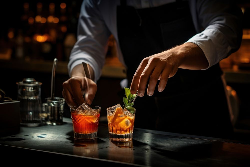 A bartender making a cocktail mojito drink adult. AI generated Image by rawpixel.